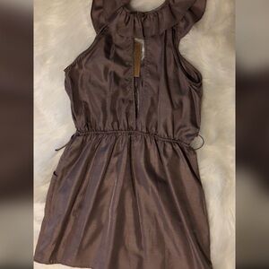 NWT Ayla Brown Satin Halter Mini Dress Small